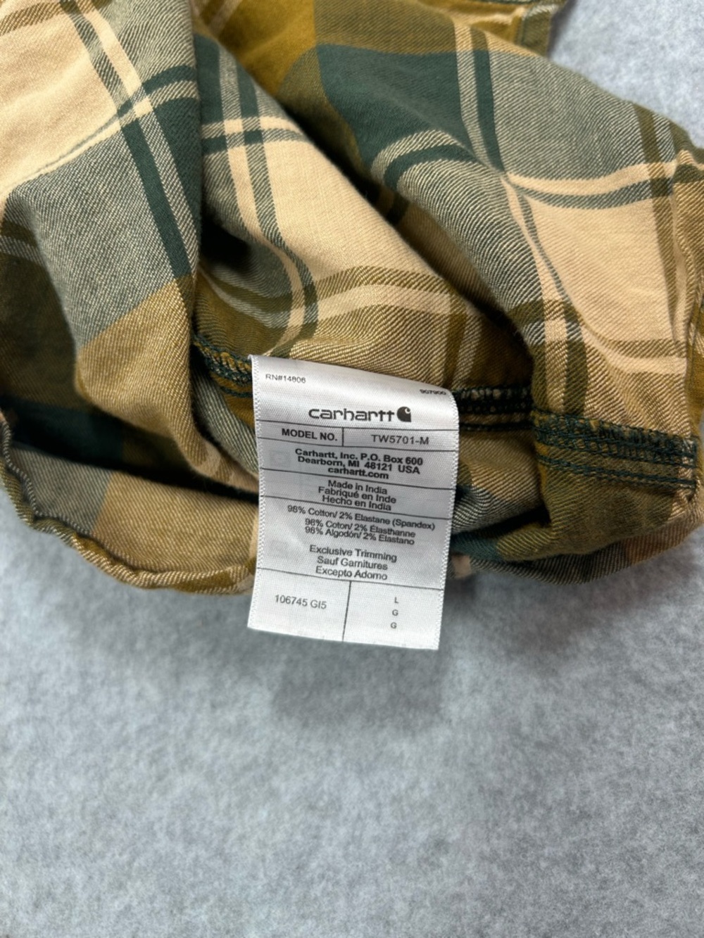 Carhartt Short-Sleeve Plaid Button-Down Shirt in Olive and Tan - Picture 7 of 10